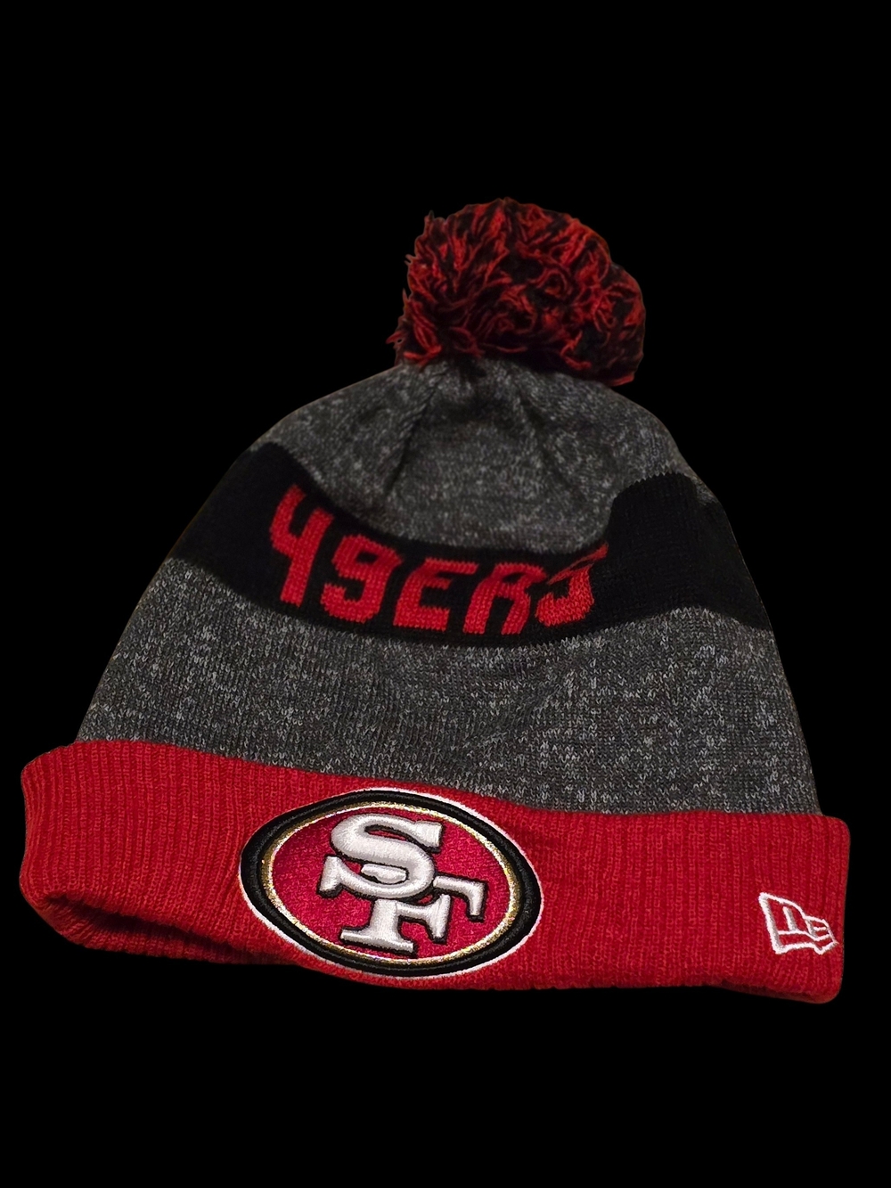NFL San Francisco 49ers Gray & Red Pom Beanie
